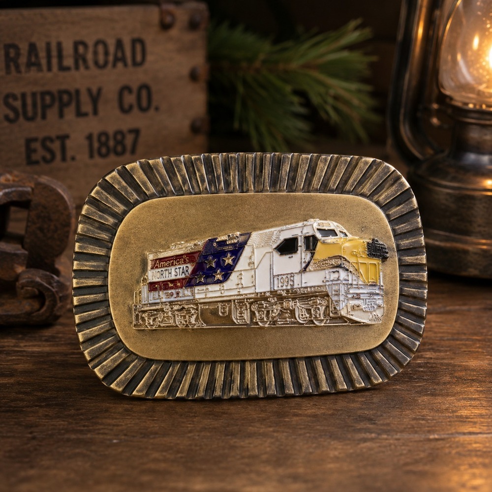 Vintage America's North Star 1995 Diesel Train Belt Buckle Railroad Locomotive